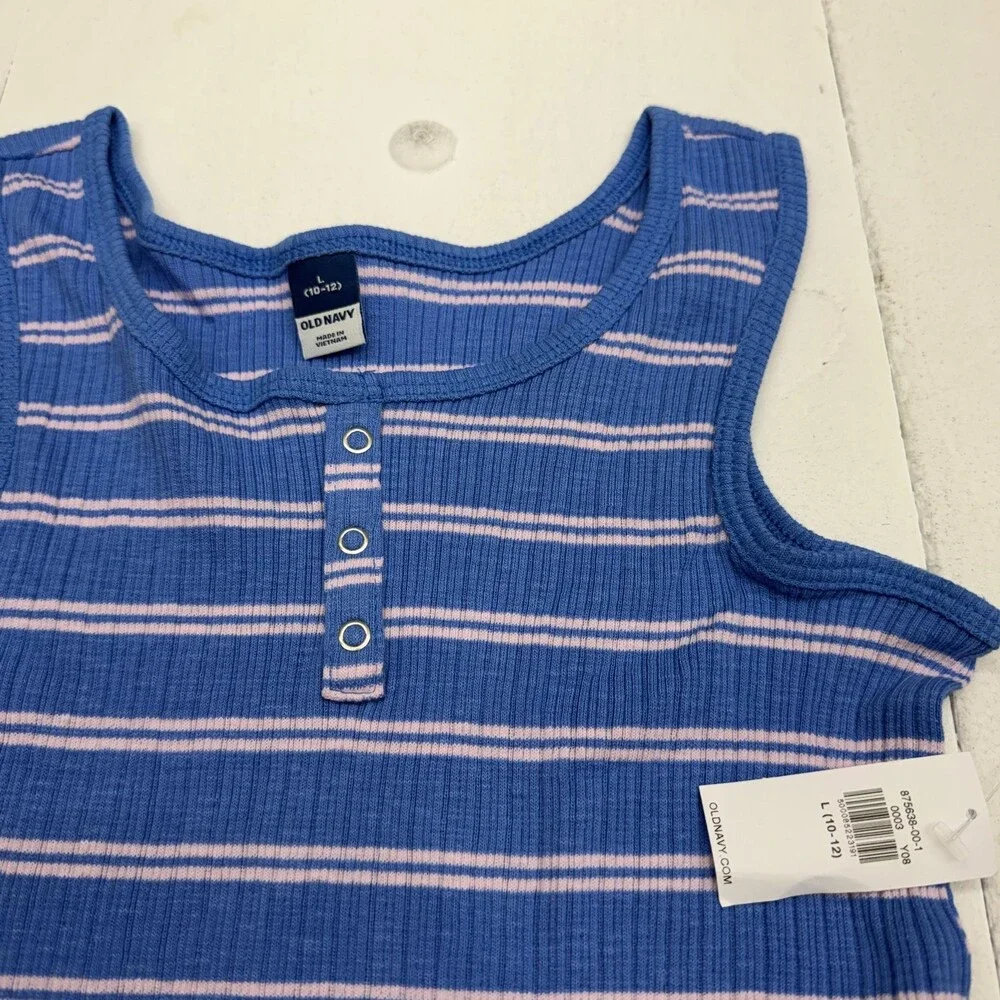 Gap Old Navy Outfit Set Girls 10 Blue Striped Tank Denim Jeans 2 Piece Casual